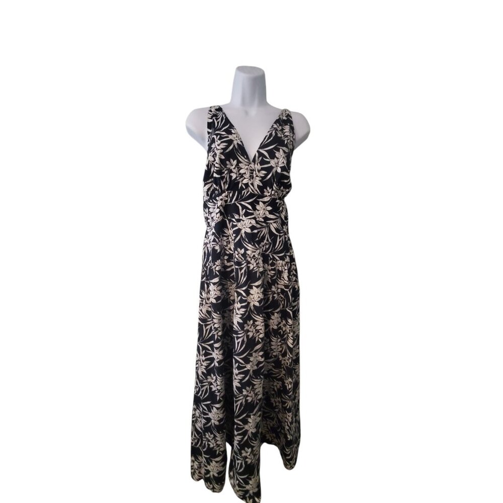 Madewell smocked halter midi dress womens 12 poplin deep indigo tropical floral